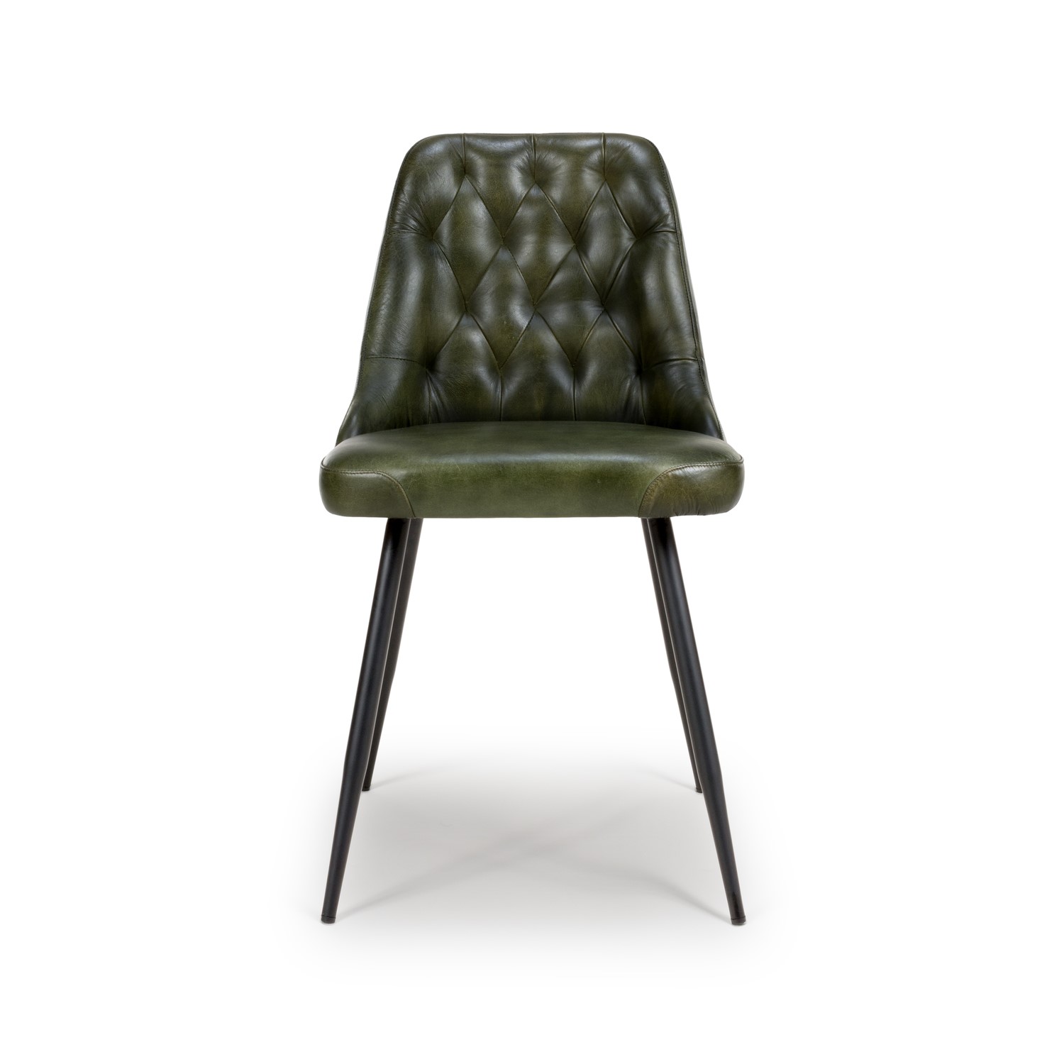 Read more about Set of 2 real leather green dining chair with quilted back jaxson